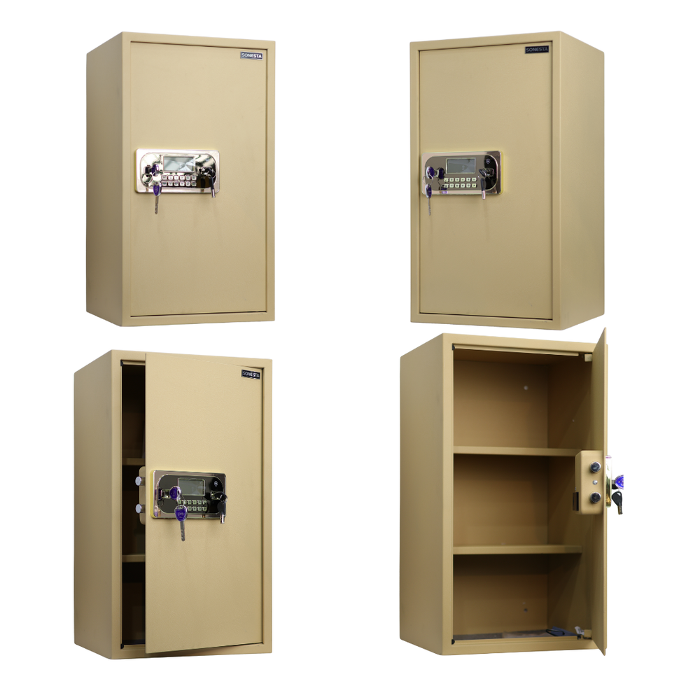 خزنة سونستا 70 ضخمة ملمس قطيفة بحماية مزدوجة ورفين