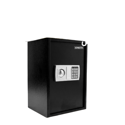 خزنة سونستا طويلة 50 سوداء بكود رقمي ورف