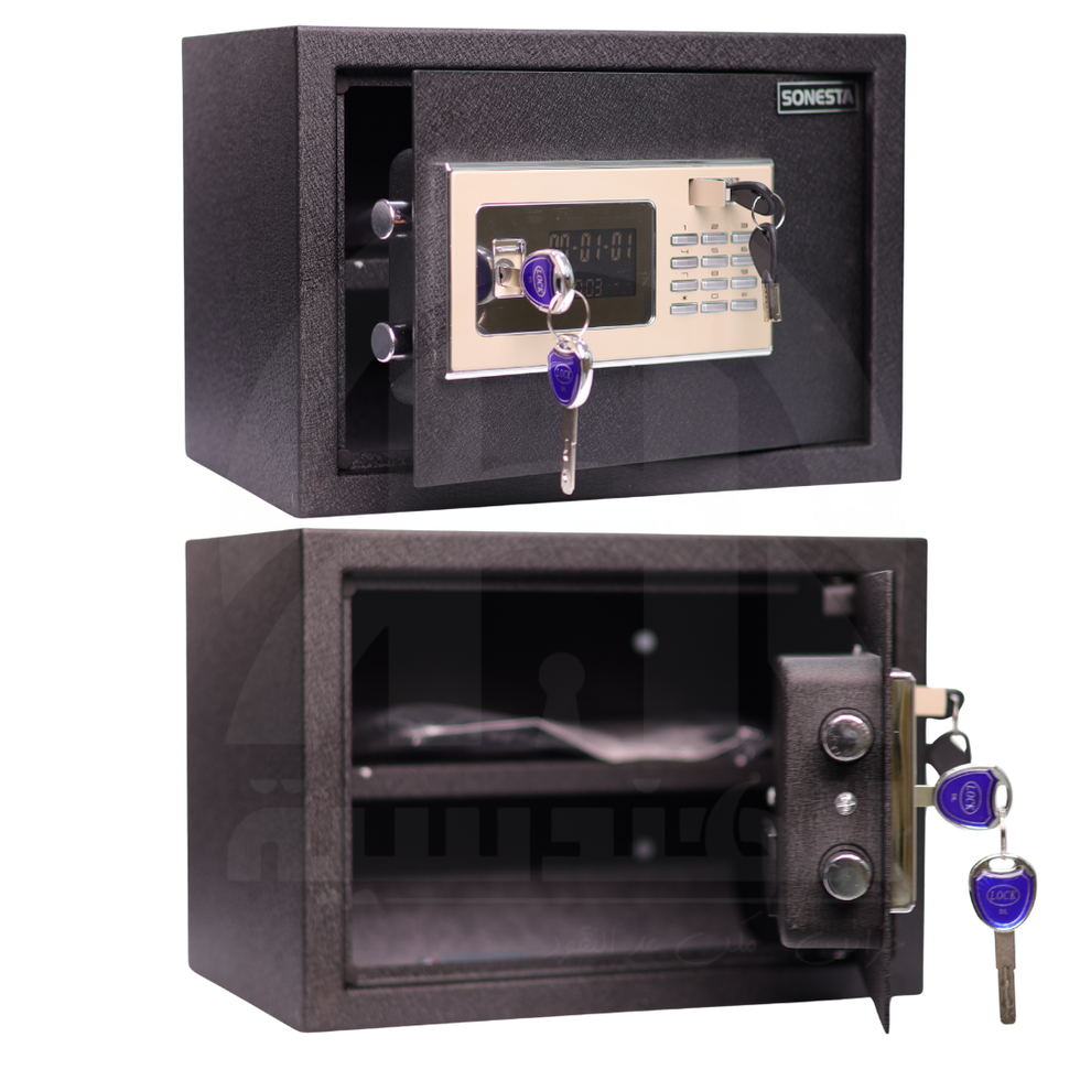 SONESTA 25 خزنة أمان ثلاثي بكلمة سر وكالونات ورف داخلي