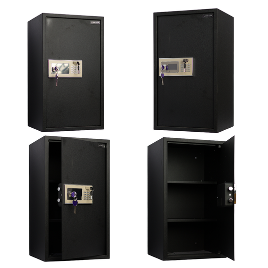 خزنة سونستا 70 ضخمة رمادي غامق قطيفة فاخرة بحماية مزدوجة ورفين